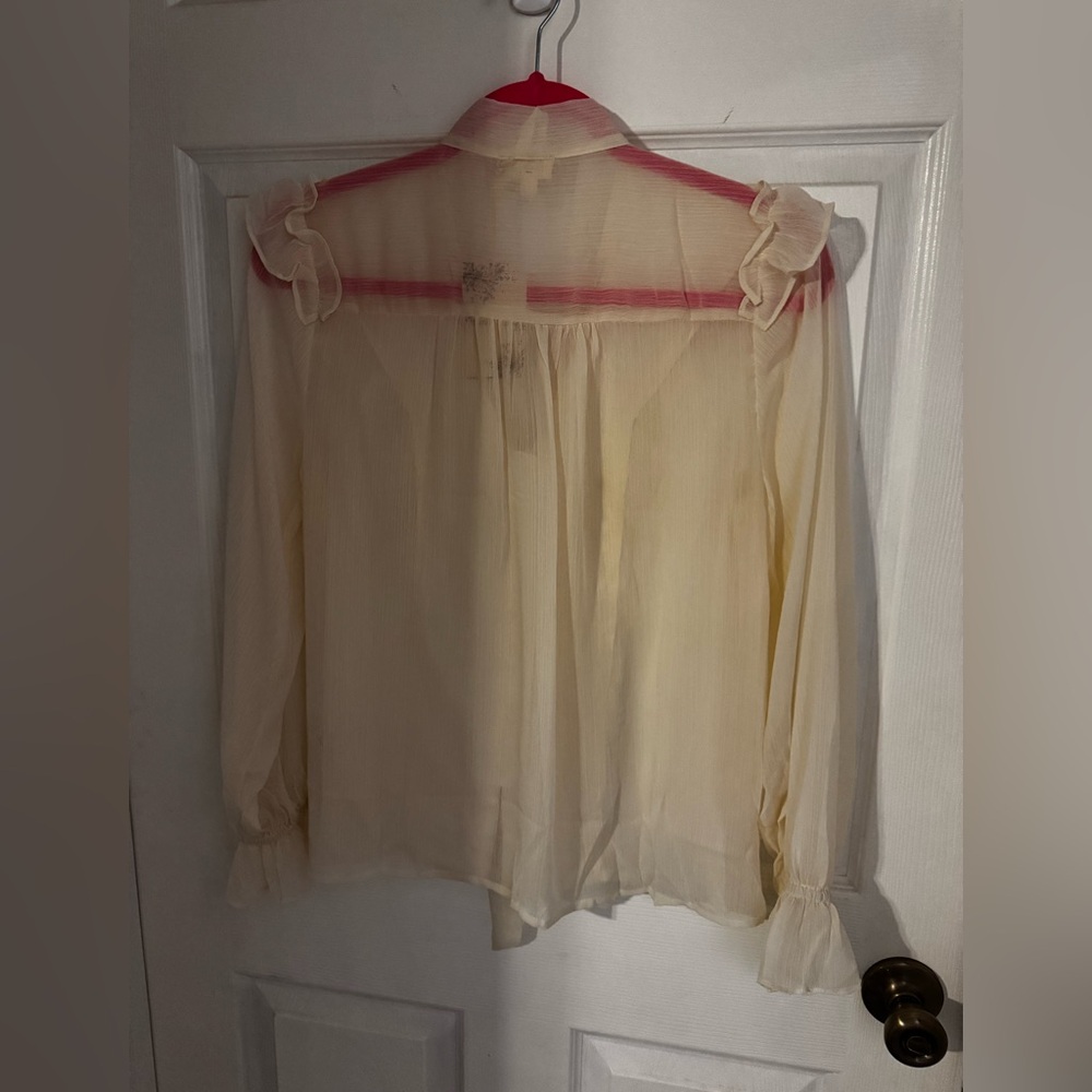 Hem & Thread Ivory Ruffle Tie-Neck Blouse - Picture 3 of 3